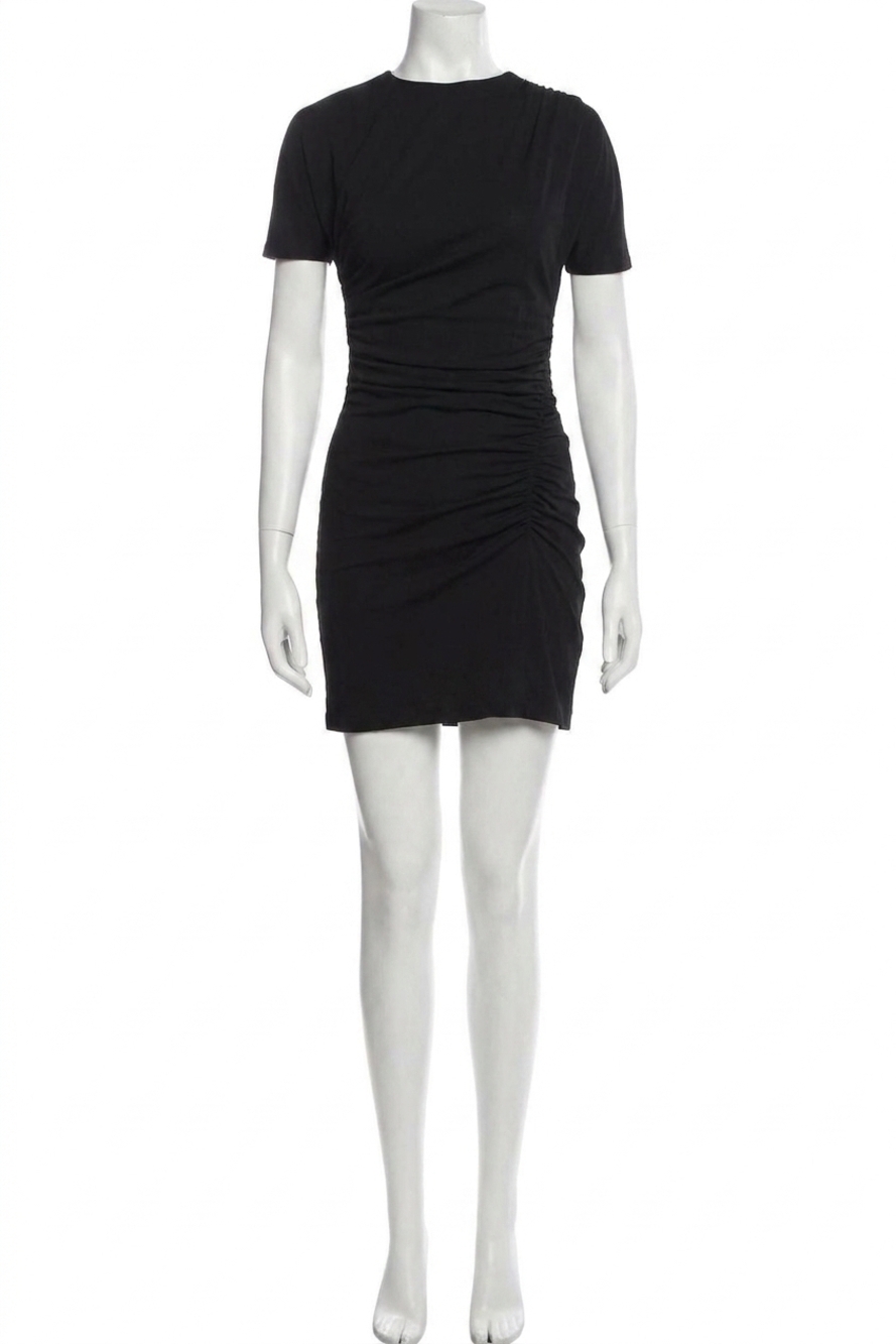 NEW SIMKHAI kiko short sleeve mini dress in black